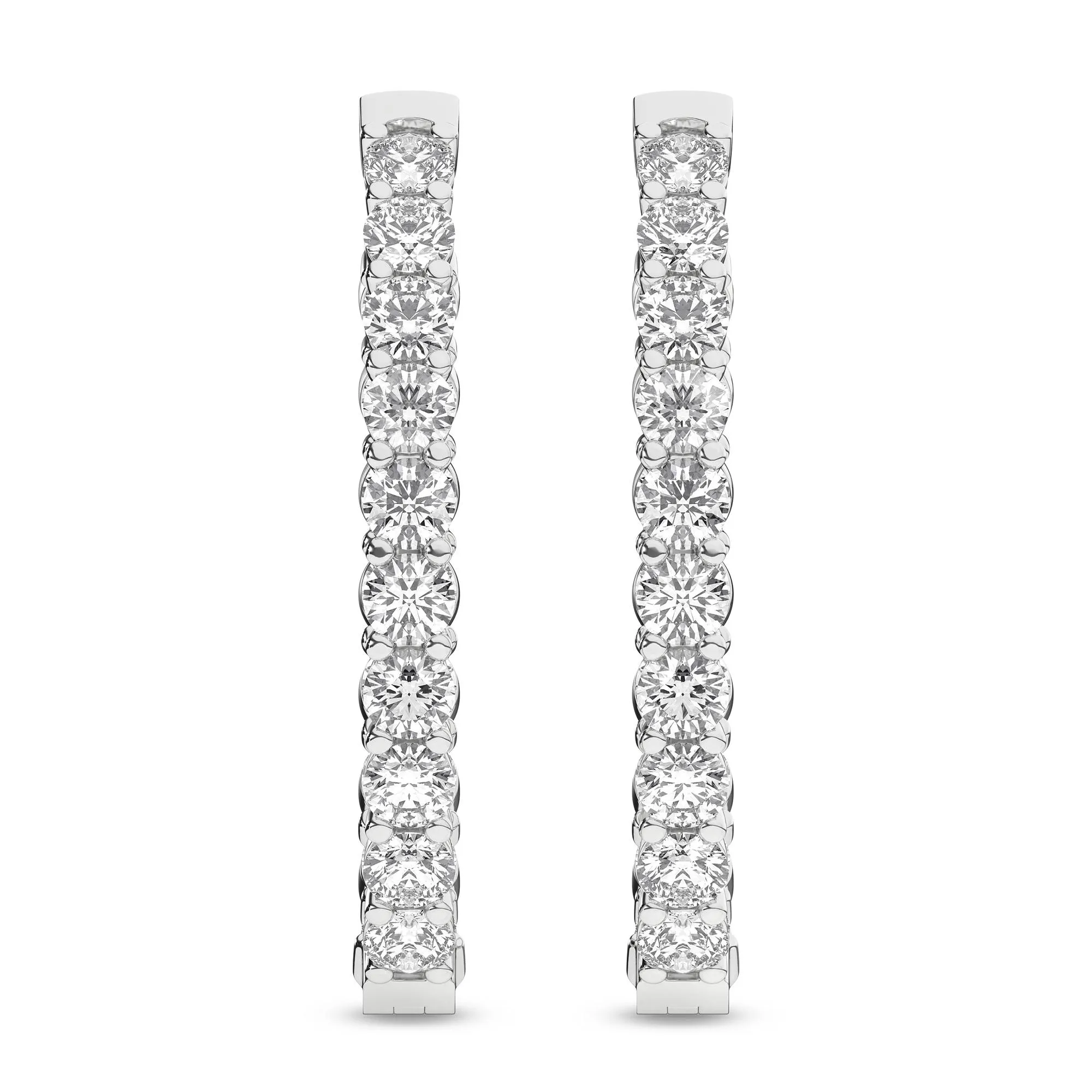 14K White Gold 7ctw Lab Grown Diamond Inside Out Hoop Earrings