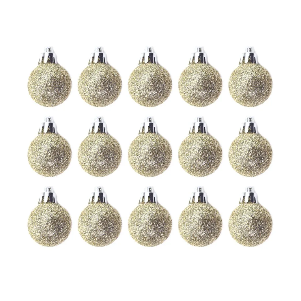 15pcs 3cm Christmas Ornament Glitter Gold