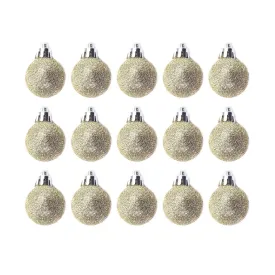 15pcs 3cm Christmas Ornament Glitter Gold