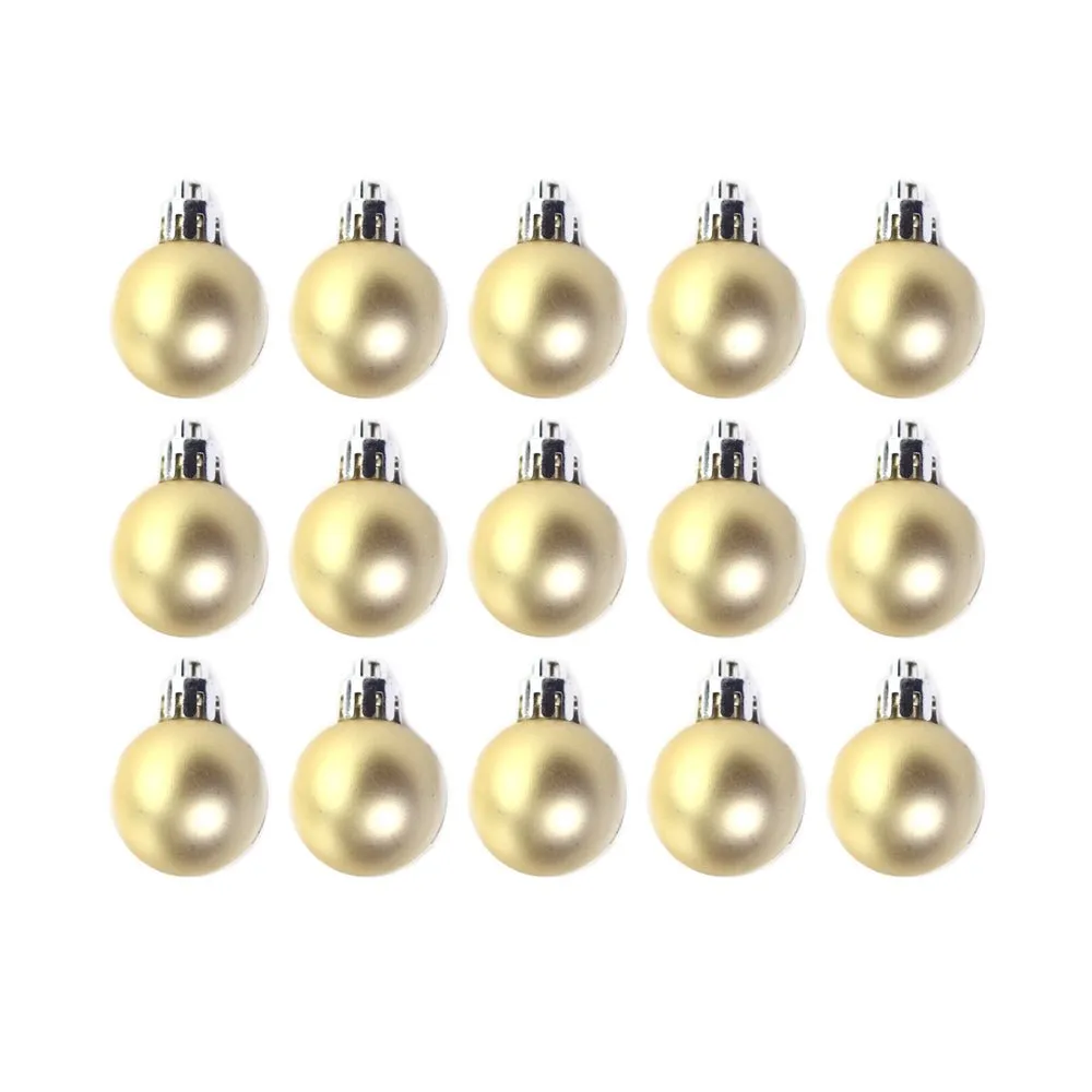 15pcs 3cm Christmas Ornament Matt Gold