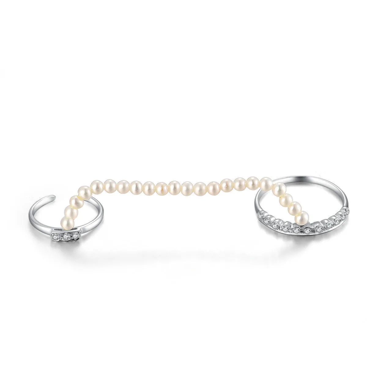 18k Gold Pearl Chain Connection Ring