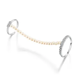 18k Gold Pearl Chain Connection Ring