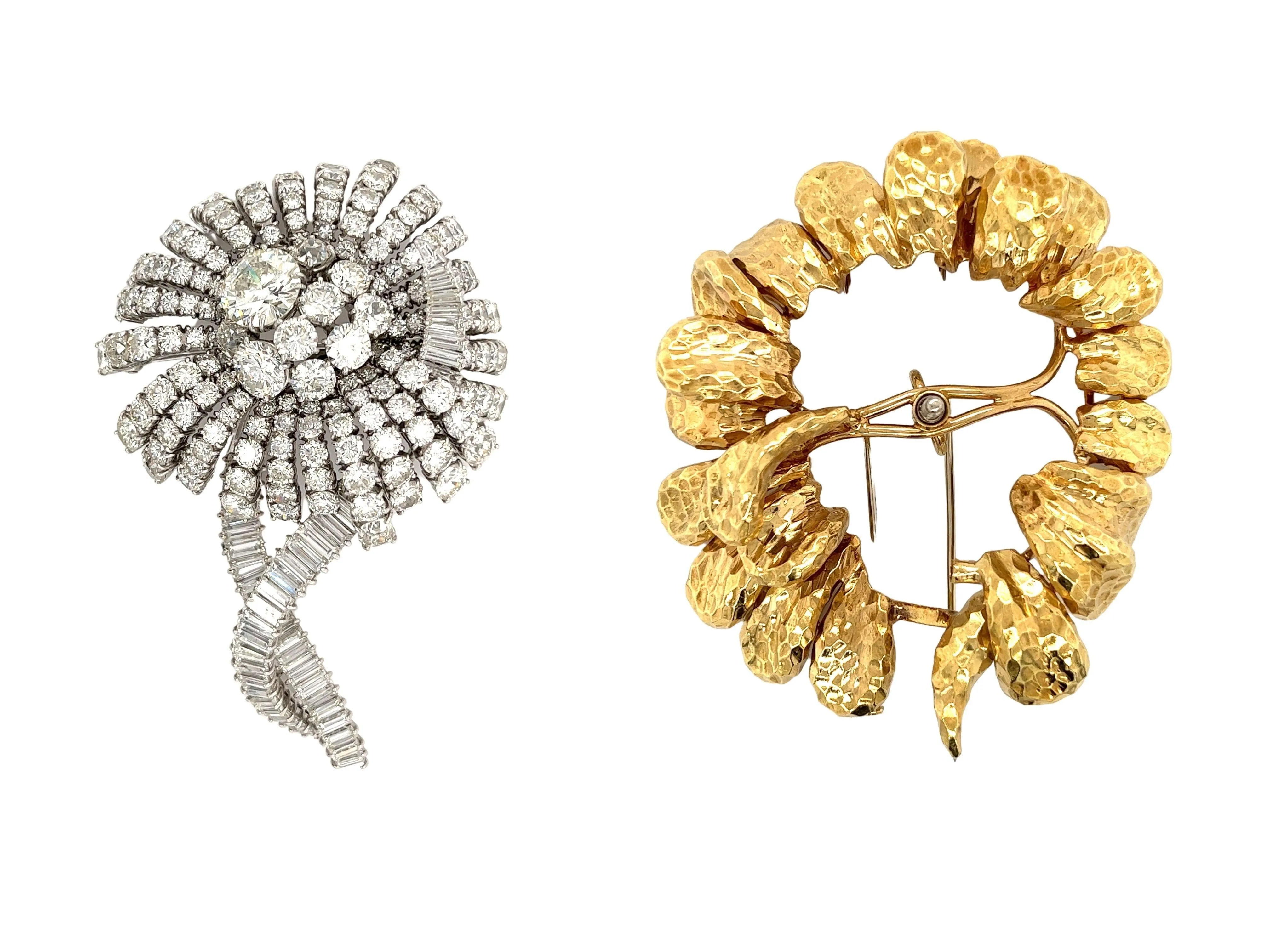 33 Carat Total David Webb Signed Detachable Brooch In Platinum and 18K Gold