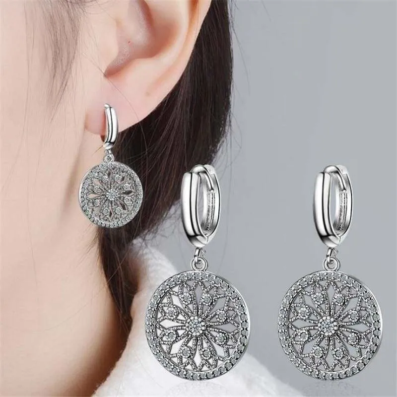 925 Sterling Dream catcher Silver Round Stud Earrings