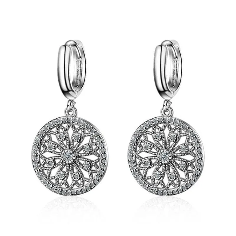 925 Sterling Dream catcher Silver Round Stud Earrings