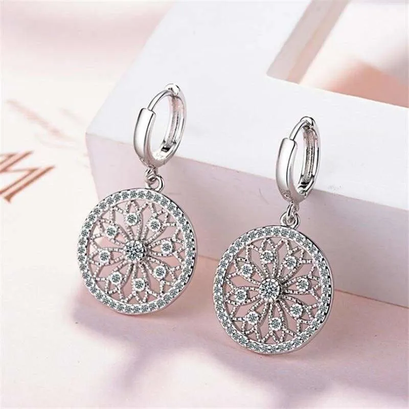925 Sterling Dream catcher Silver Round Stud Earrings