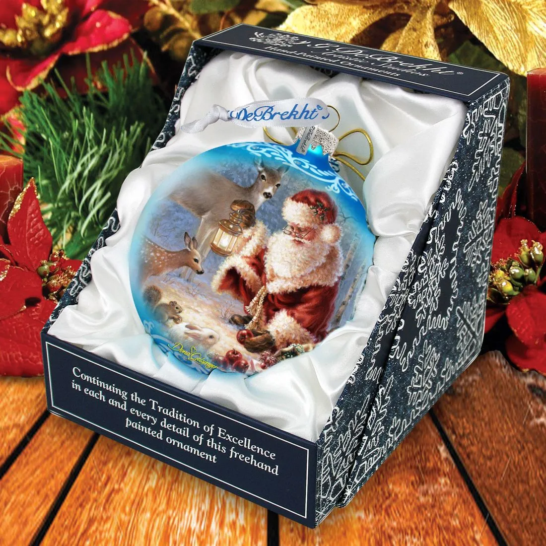 Abundance of Joy Glass Christmas Ornament by D Gelsinger - Santa and Snowman Dcor - 71102-0104