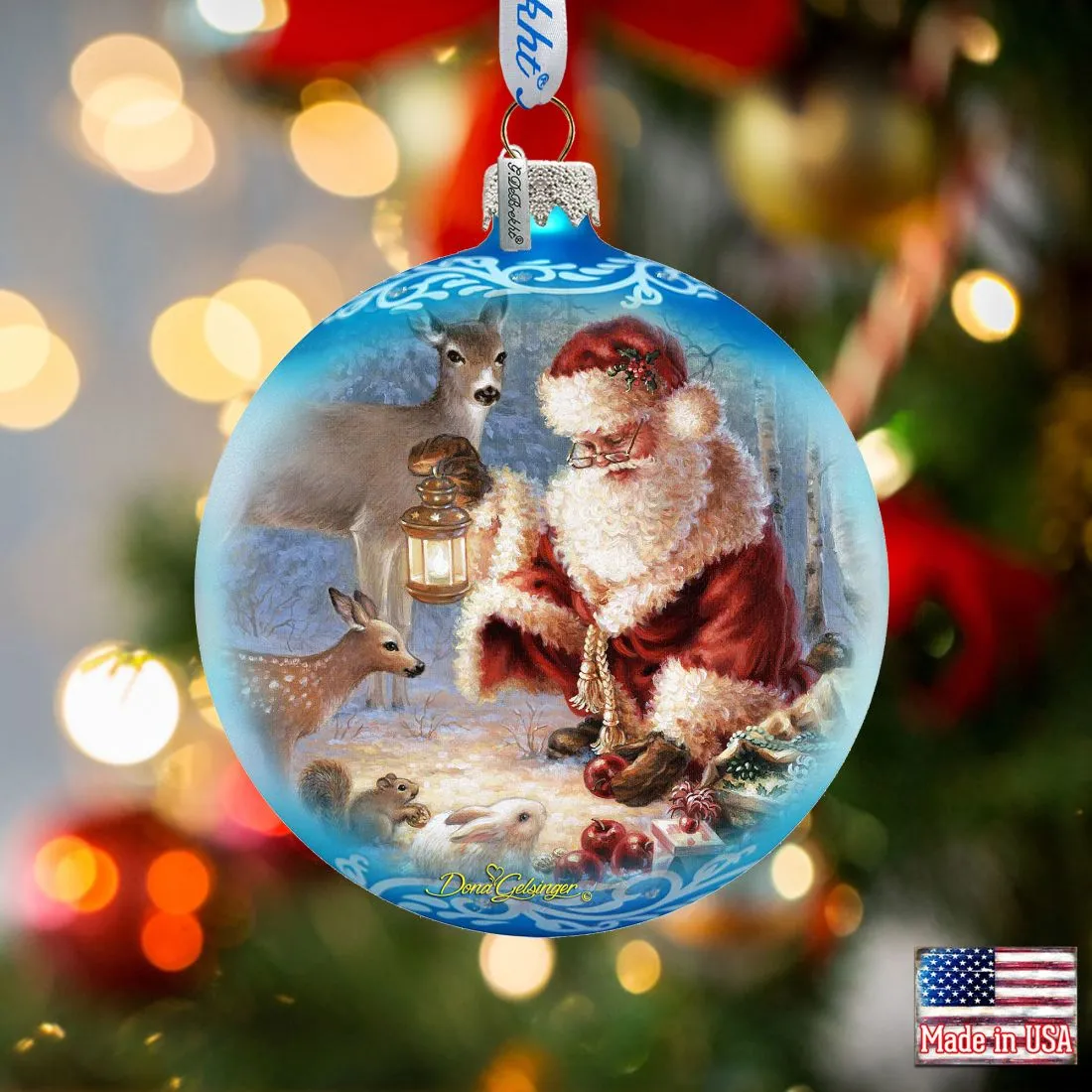 Abundance of Joy Glass Christmas Ornament by D Gelsinger - Santa and Snowman Dcor - 71102-0104