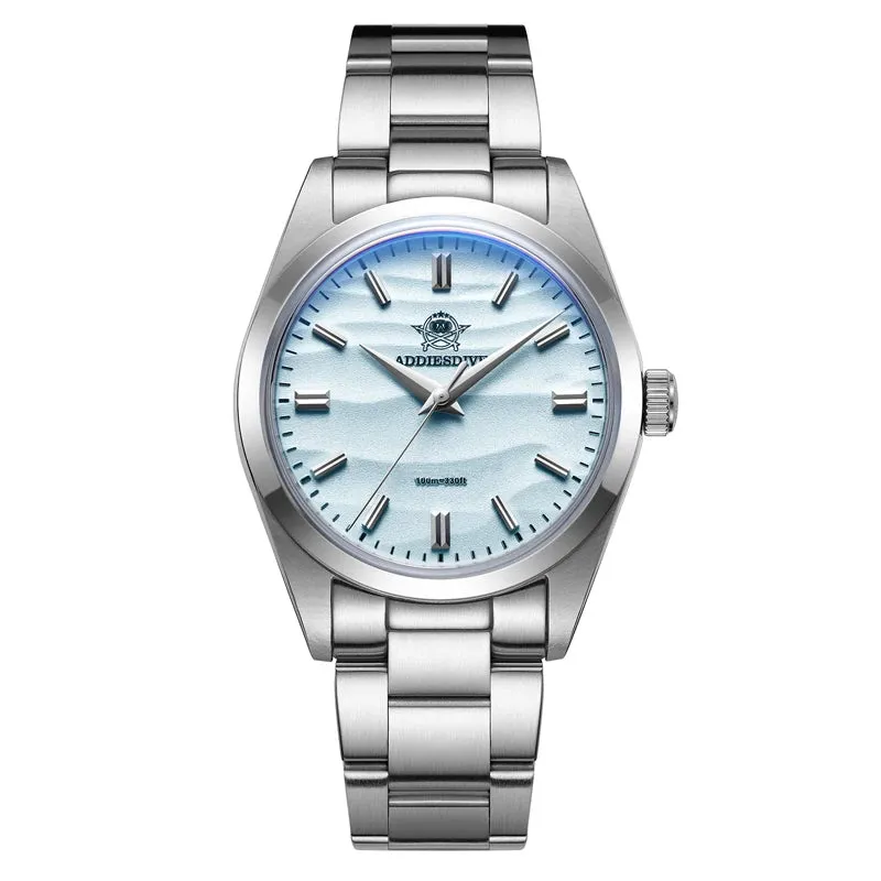 ADDIESDIVE Men's Watch Sand Dial 36mm Quartz Watch 100m Waterproof 316L Stainless Steel AR Coated Dome Glass WristWatch for Men