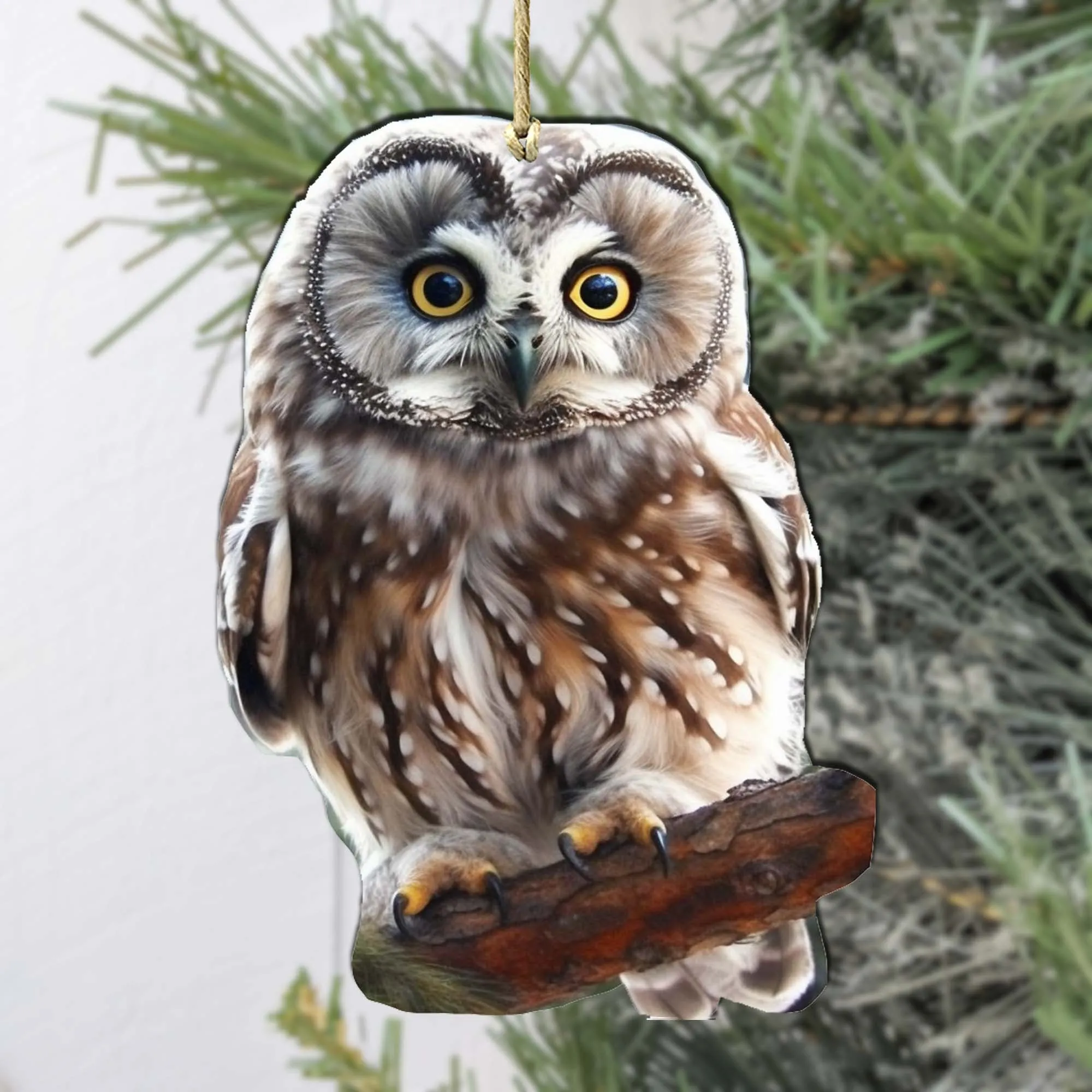 Alaskan Boreal Owl Wooden Ornaments by G.Debrekht - Wildlife Holiday Décor - 8710004-3