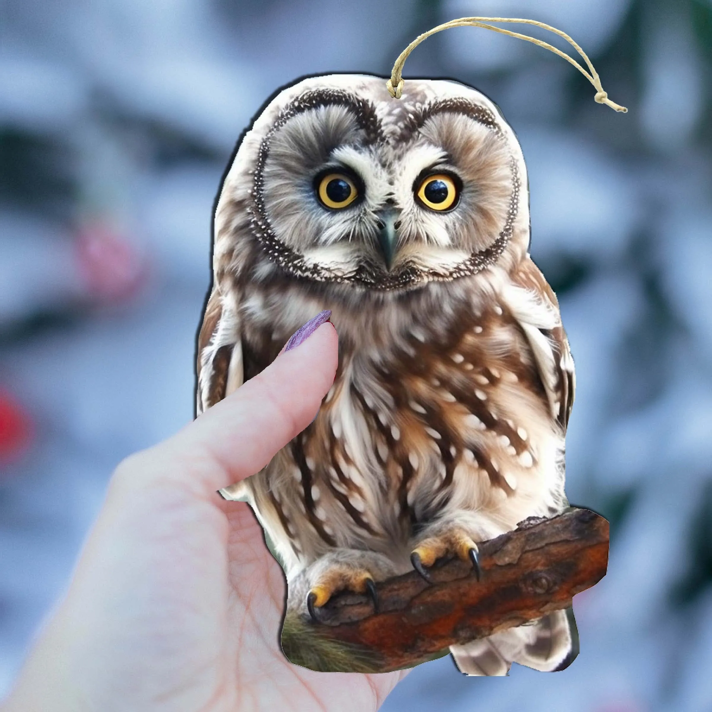 Alaskan Boreal Owl Wooden Ornaments by G.Debrekht - Wildlife Holiday Décor - 8710004-3