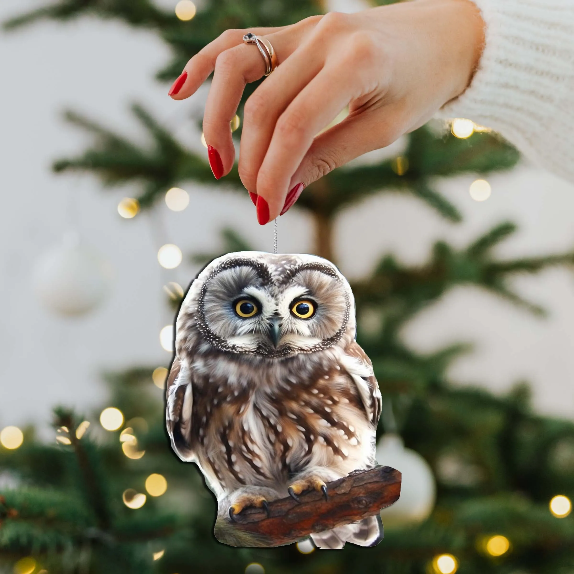 Alaskan Boreal Owl Wooden Ornaments by G.Debrekht - Wildlife Holiday Décor - 8710004-3