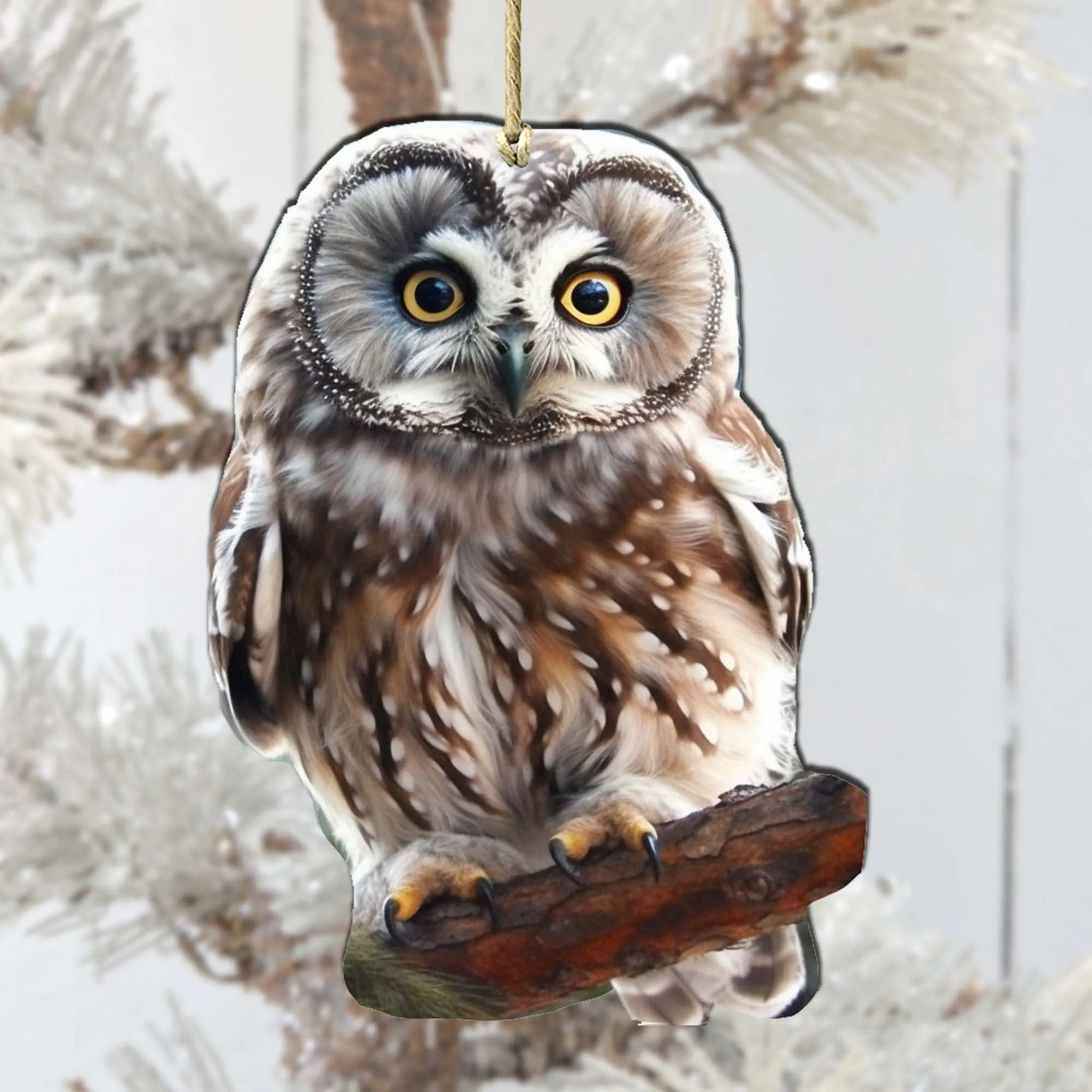 Alaskan Boreal Owl Wooden Ornaments by G.Debrekht - Wildlife Holiday Décor - 8710004-3
