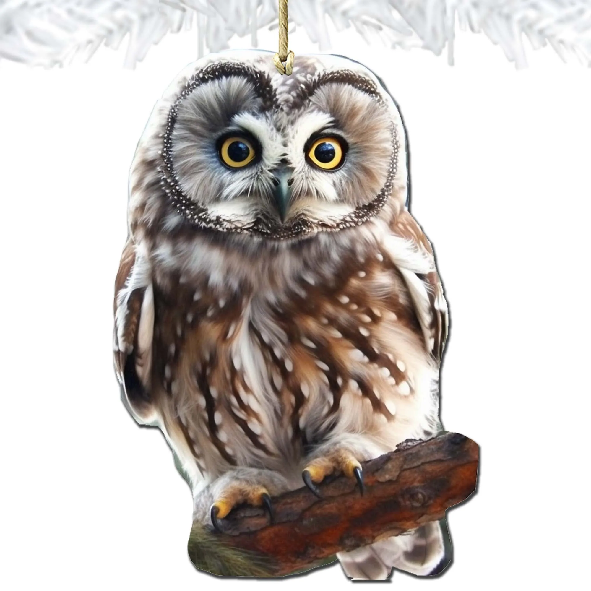 Alaskan Boreal Owl Wooden Ornaments by G.Debrekht - Wildlife Holiday Décor - 8710004-3