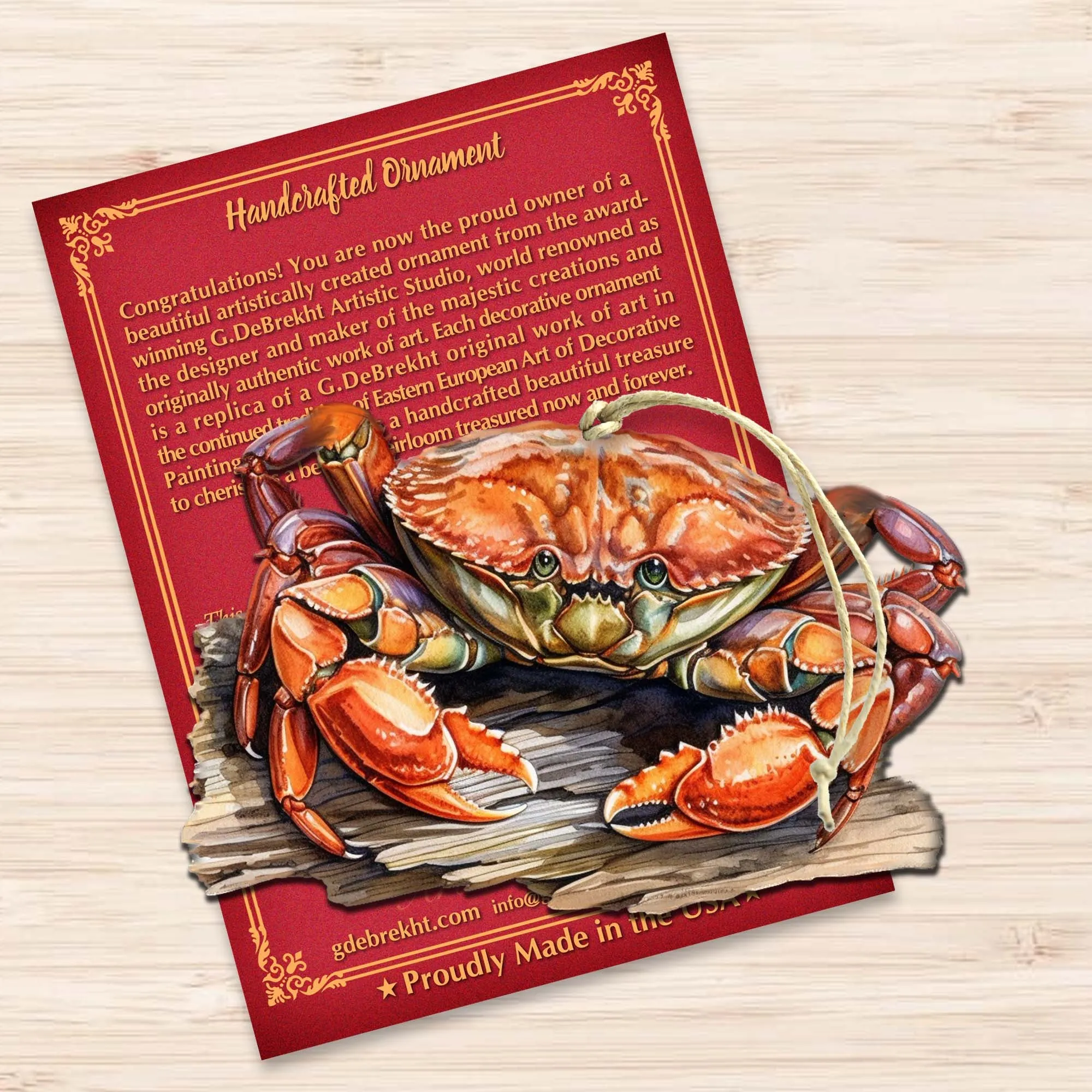Alaskan Charming Crab Wooden Ornaments by G.Debrekht - Wildlife Holiday Décor - 8710121-2