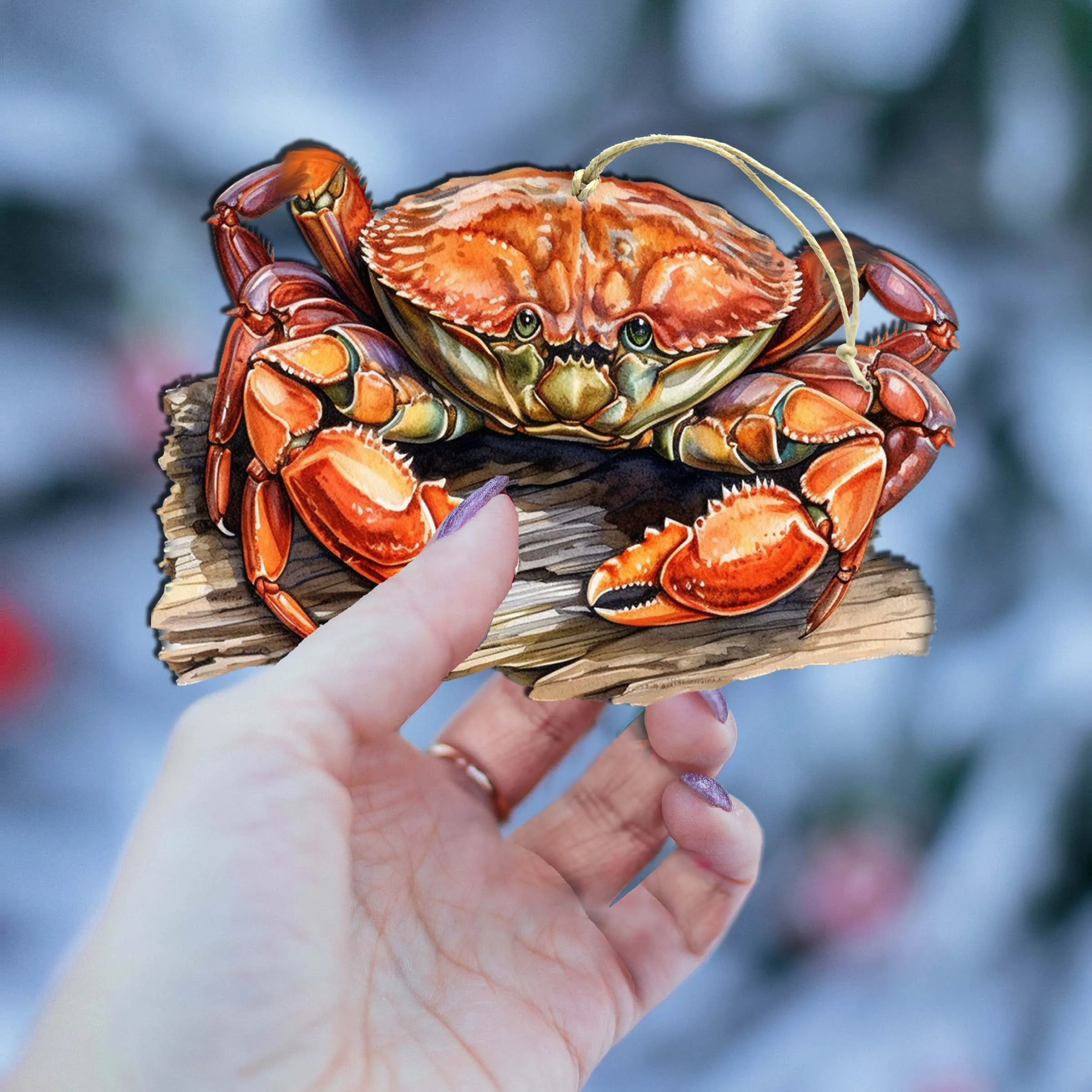 Alaskan Charming Crab Wooden Ornaments by G.Debrekht - Wildlife Holiday Décor - 8710121-2