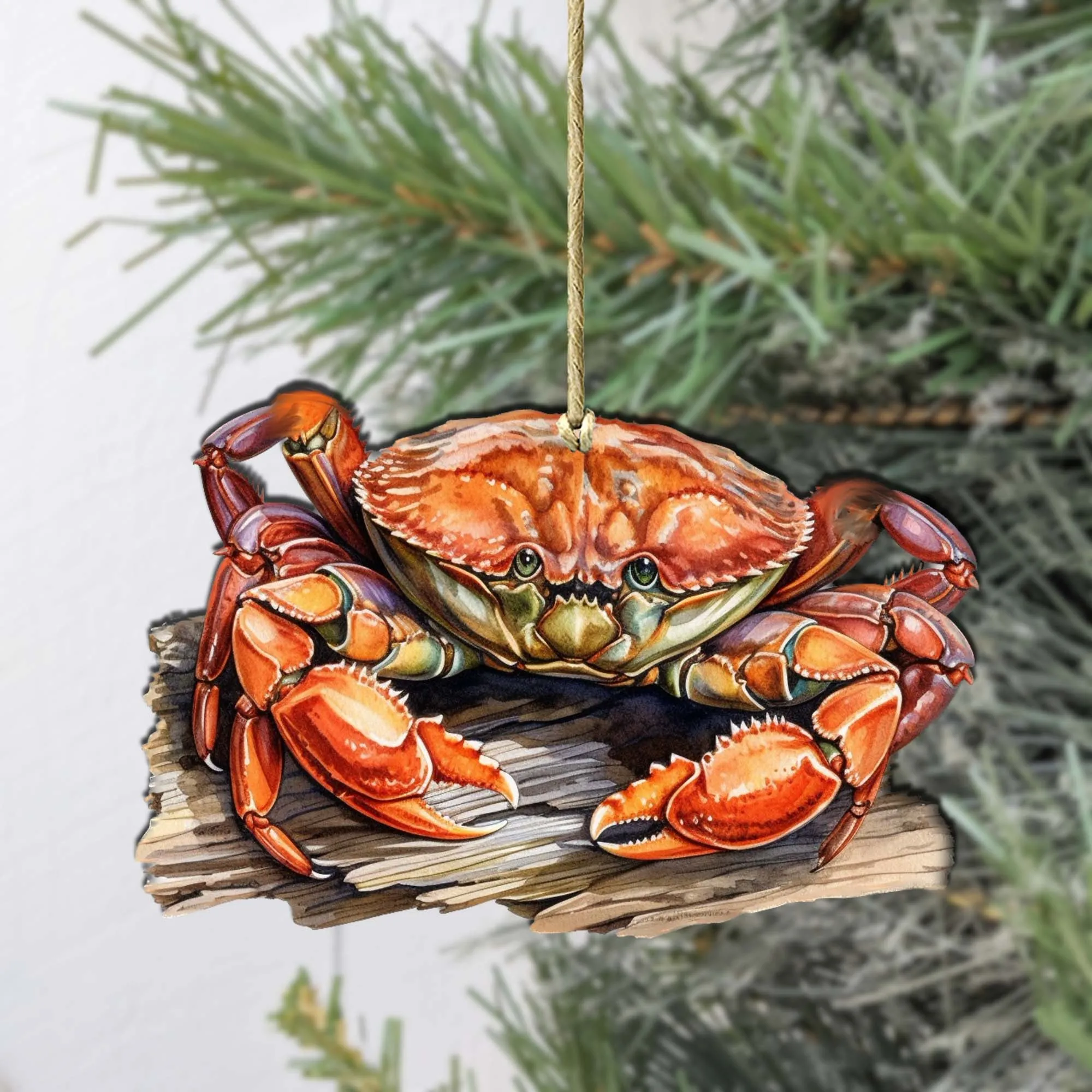Alaskan Charming Crab Wooden Ornaments by G.Debrekht - Wildlife Holiday Décor - 8710121-2