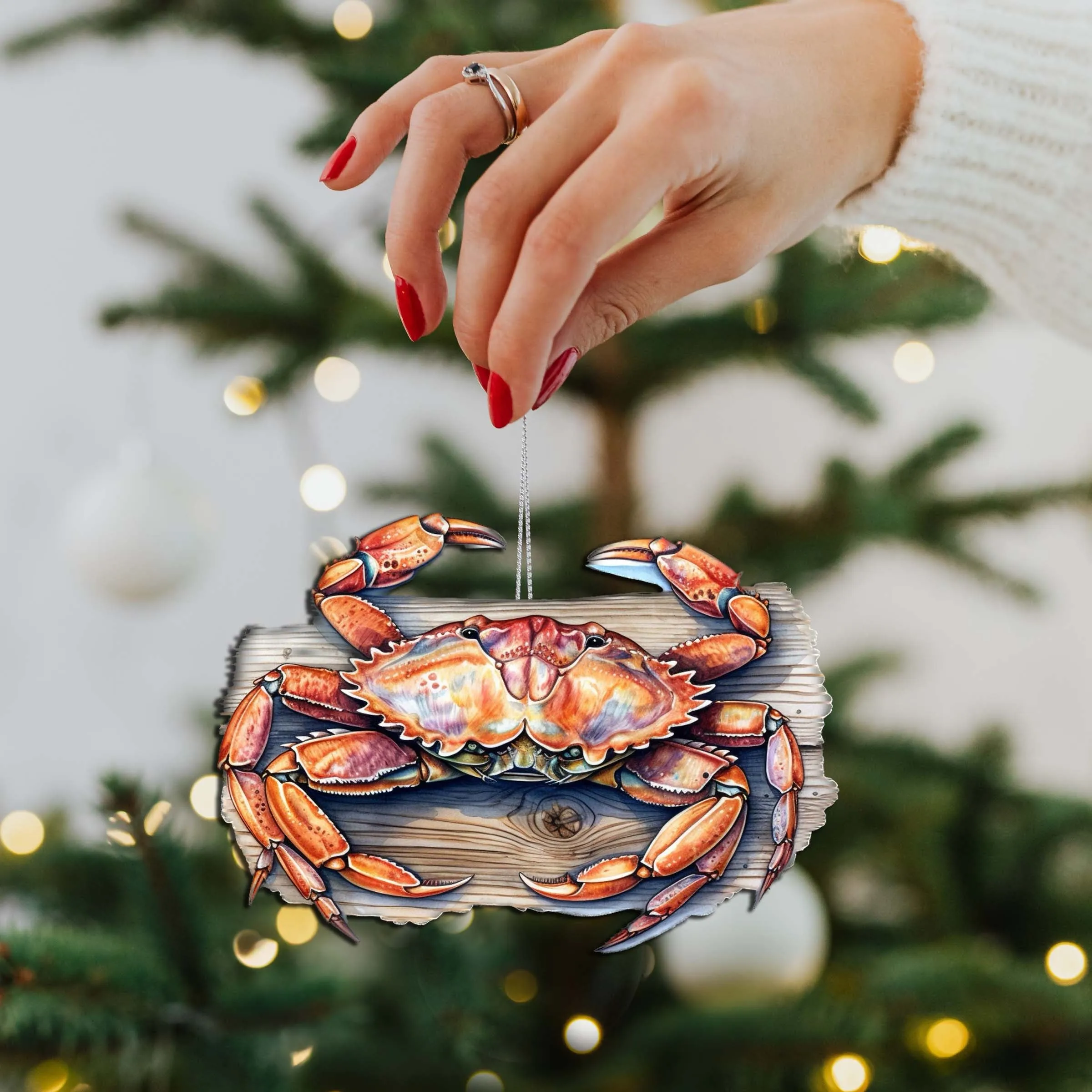 Alaskan Crab Wooden Ornaments by G.Debrekht - Wildlife Holiday Décor - 8710121-1