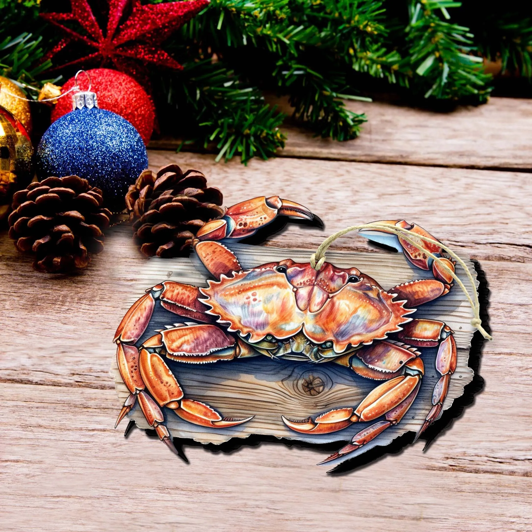 Alaskan Crab Wooden Ornaments by G.Debrekht - Wildlife Holiday Décor - 8710121-1