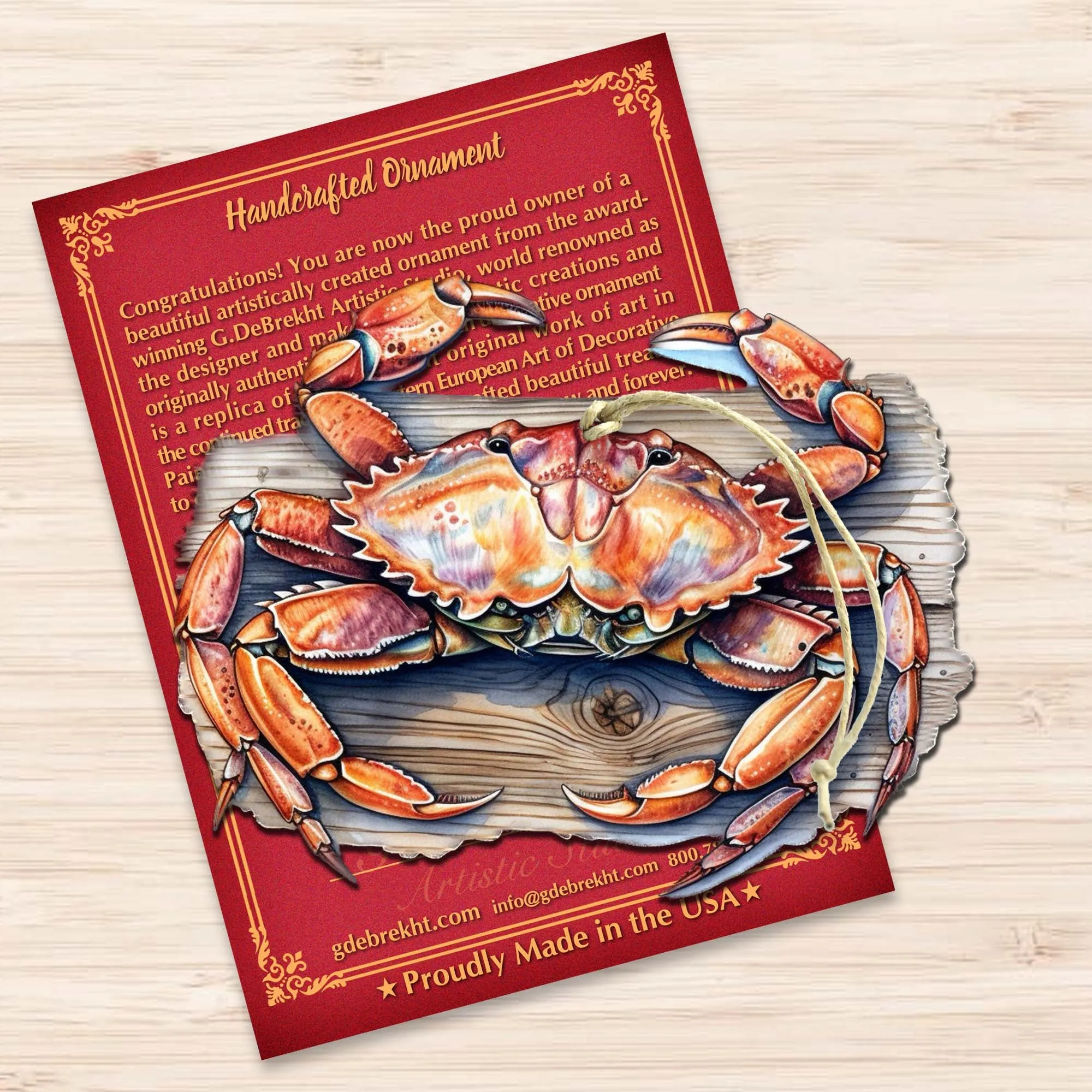 Alaskan Crab Wooden Ornaments by G.Debrekht - Wildlife Holiday Décor - 8710121-1