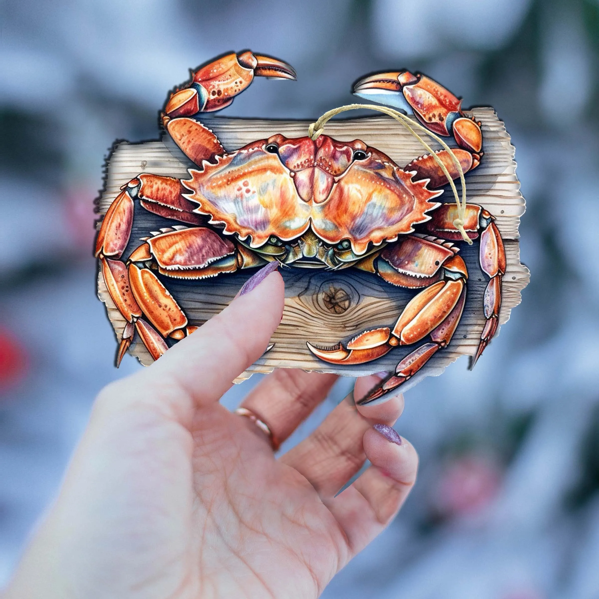Alaskan Crab Wooden Ornaments by G.Debrekht - Wildlife Holiday Décor - 8710121-1