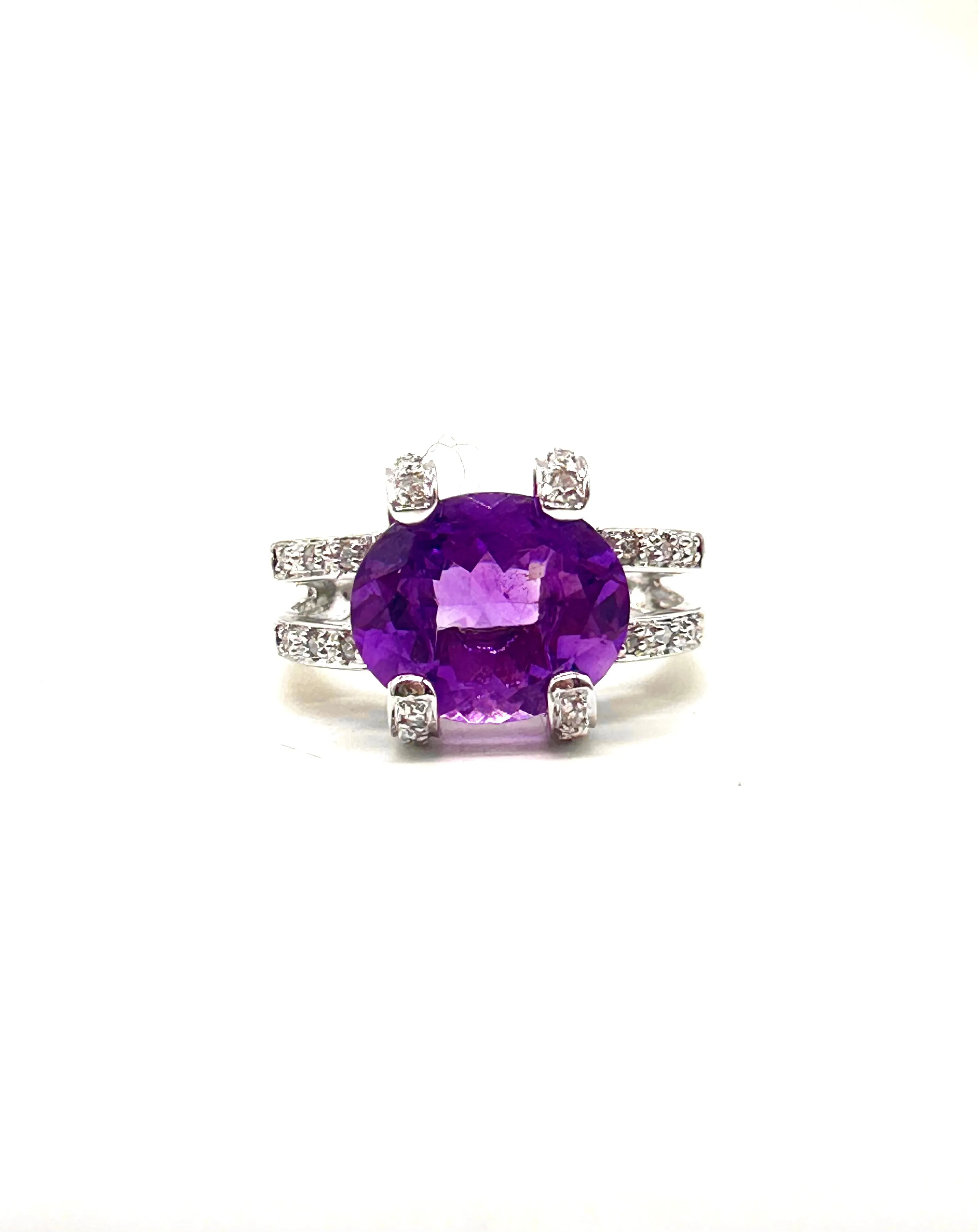 Amethyst and diamond ring
