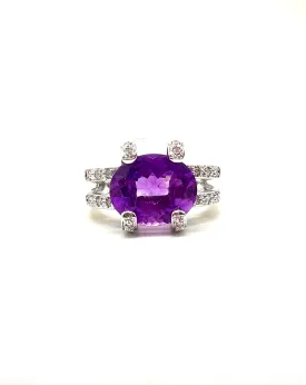 Amethyst and diamond ring