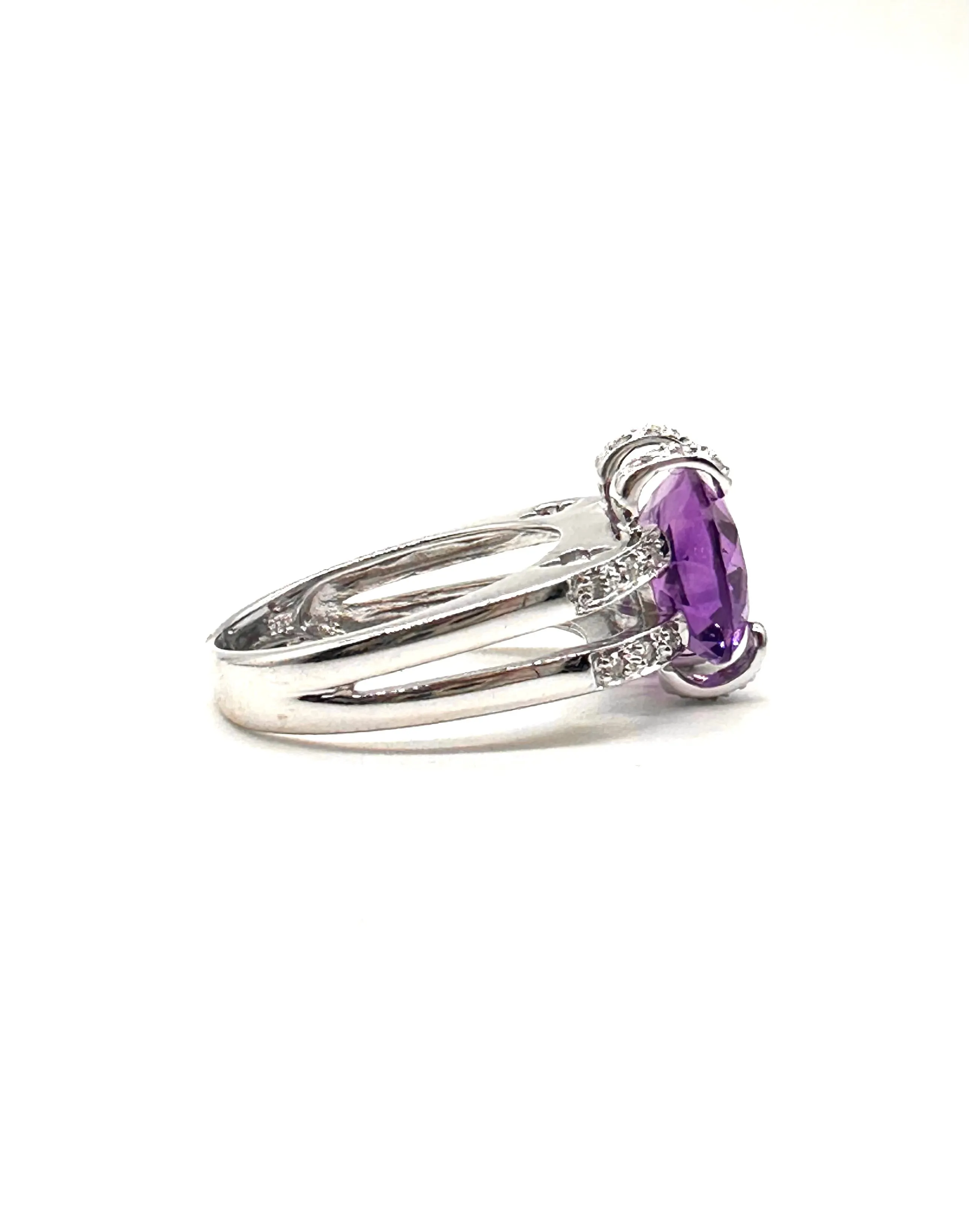 Amethyst and diamond ring