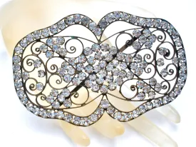 Antique Paste Clear Rhinestone Gilt Buckle