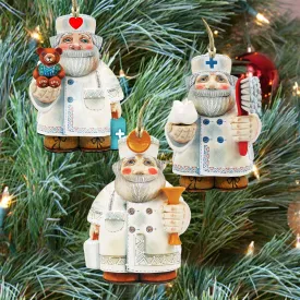 Appreciation Santa Wooden Ornaments Set of 3 by G. DeBrekht - Christmas Santa Snowman Décor - 8100013S3