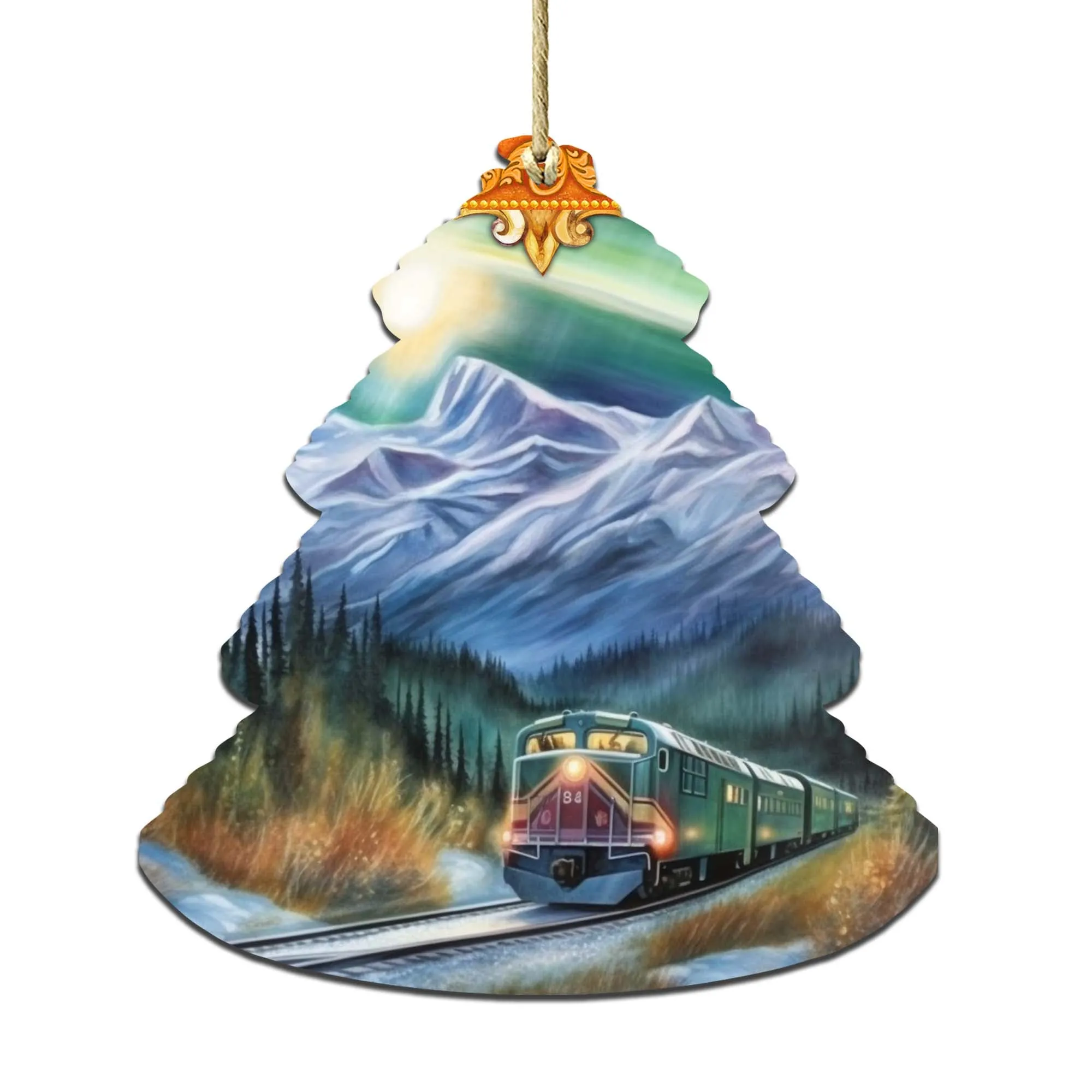 Arctic Aurora Express Tree Wooden Ornaments by G.Debrekht - Wildlife Holiday Décor - 870001