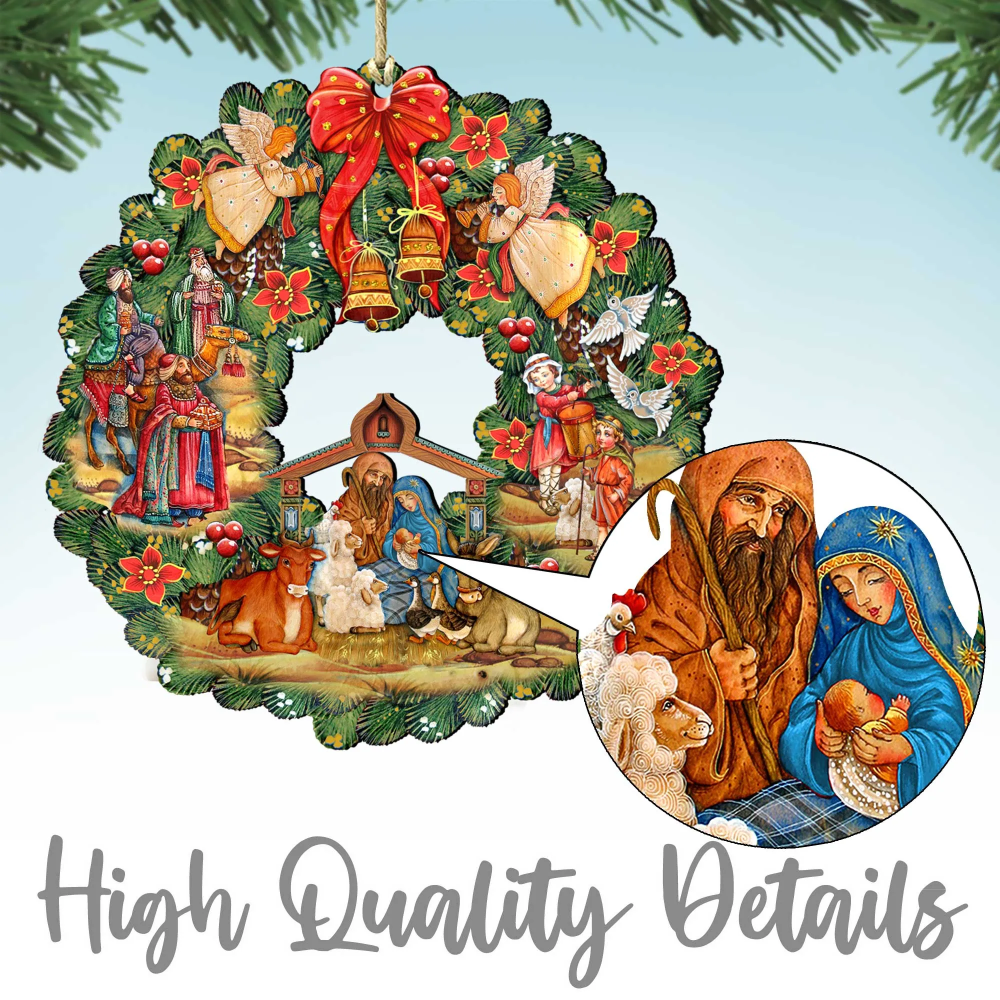Arctic Aurora Express Tree Wooden Ornaments by G.Debrekht - Wildlife Holiday Décor - 870001