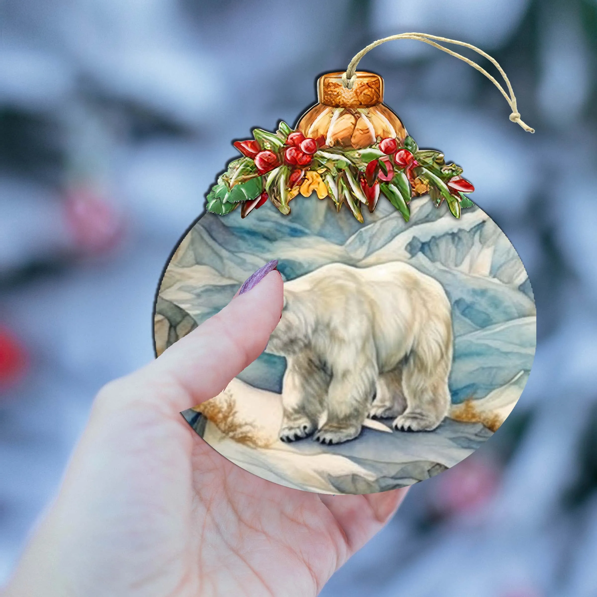 Arctic Glacier Polar Bear Wooden Ornaments by G.Debrekht - Wildlife Holiday Décor - 870021