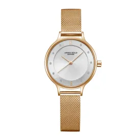 ARIES GOLD ENCHANT GOLD STAINLESS STEEL L 5033Z G-W MESH STRAP WOMEN'S WATCH