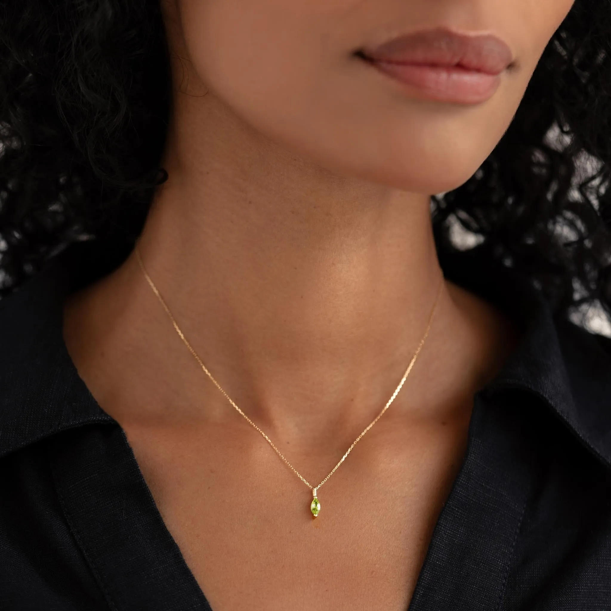 August Birthstone Pendant 14k Gold - Olivine