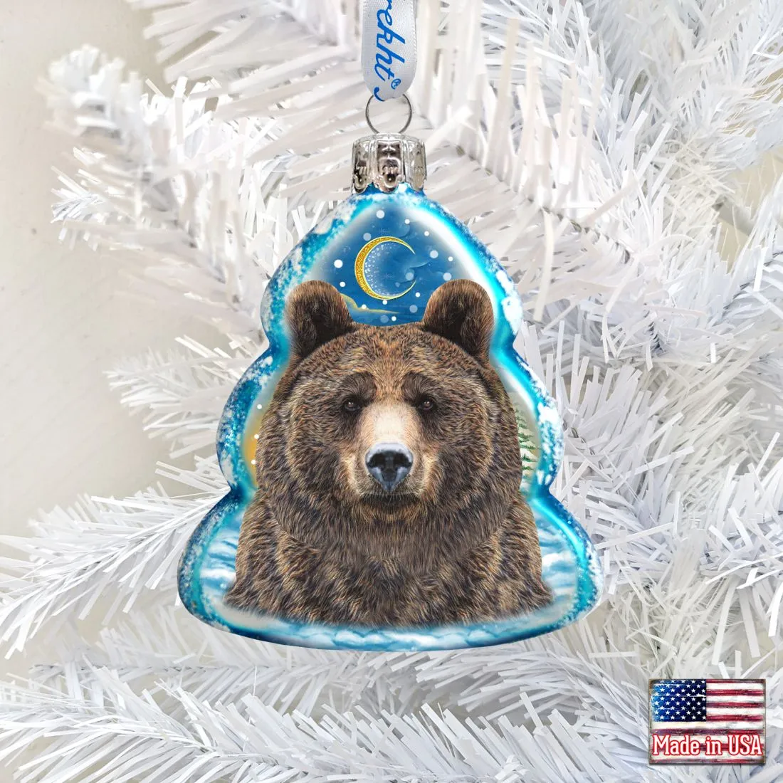 Bear Face Mercury Glass Ornament by G. DeBrekht - Wildlife Holiday Décor - 771056