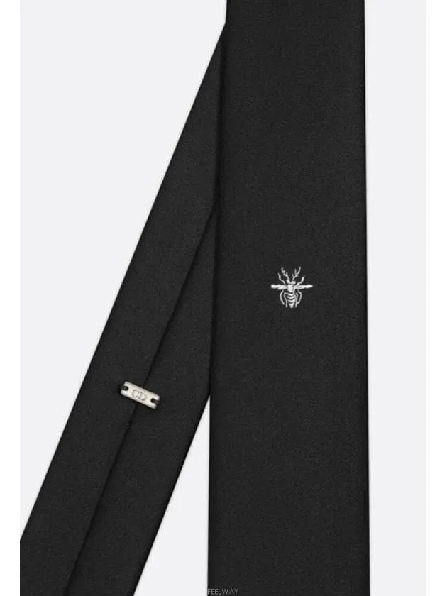 Bee Motif Silk Tie Black