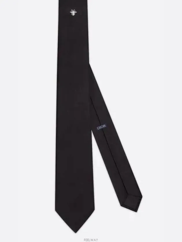 Bee Motif Silk Tie Black