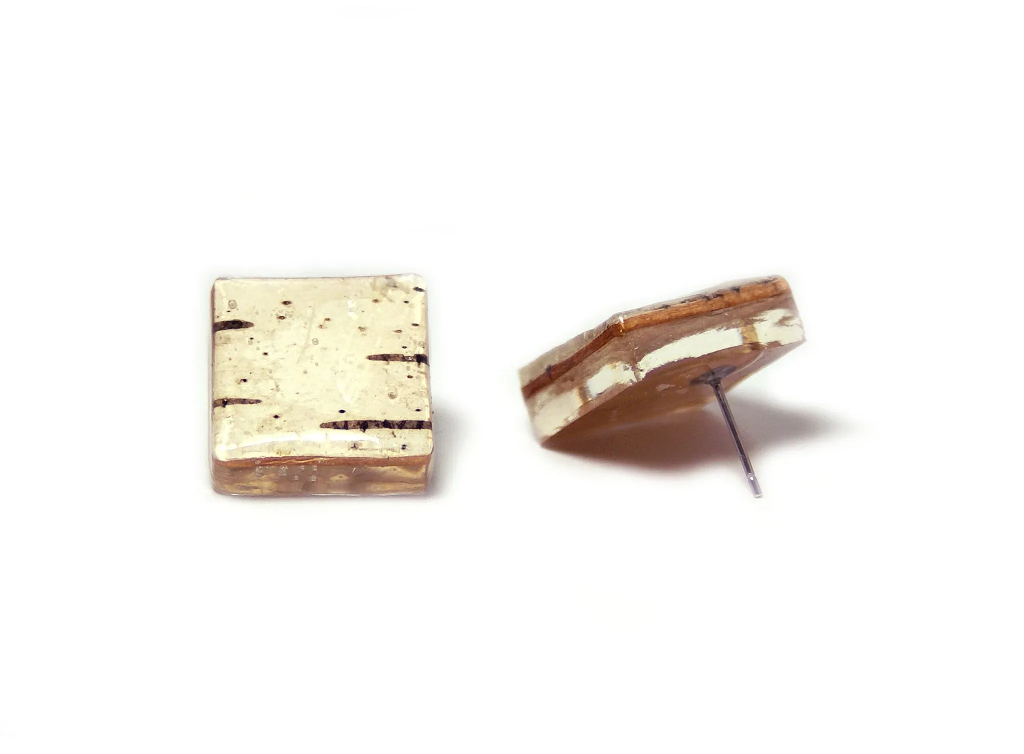 Birch Bark Resin Earrings