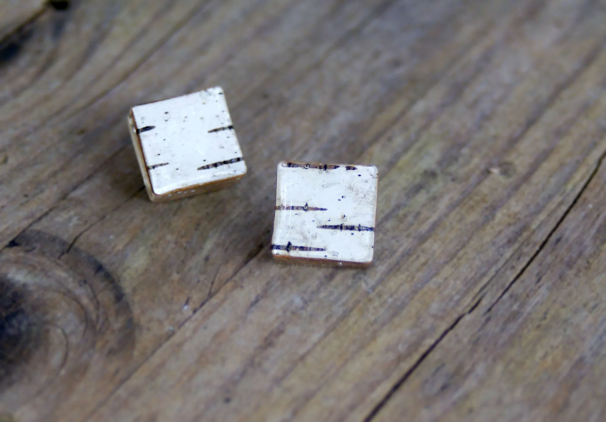 Birch Bark Resin Earrings