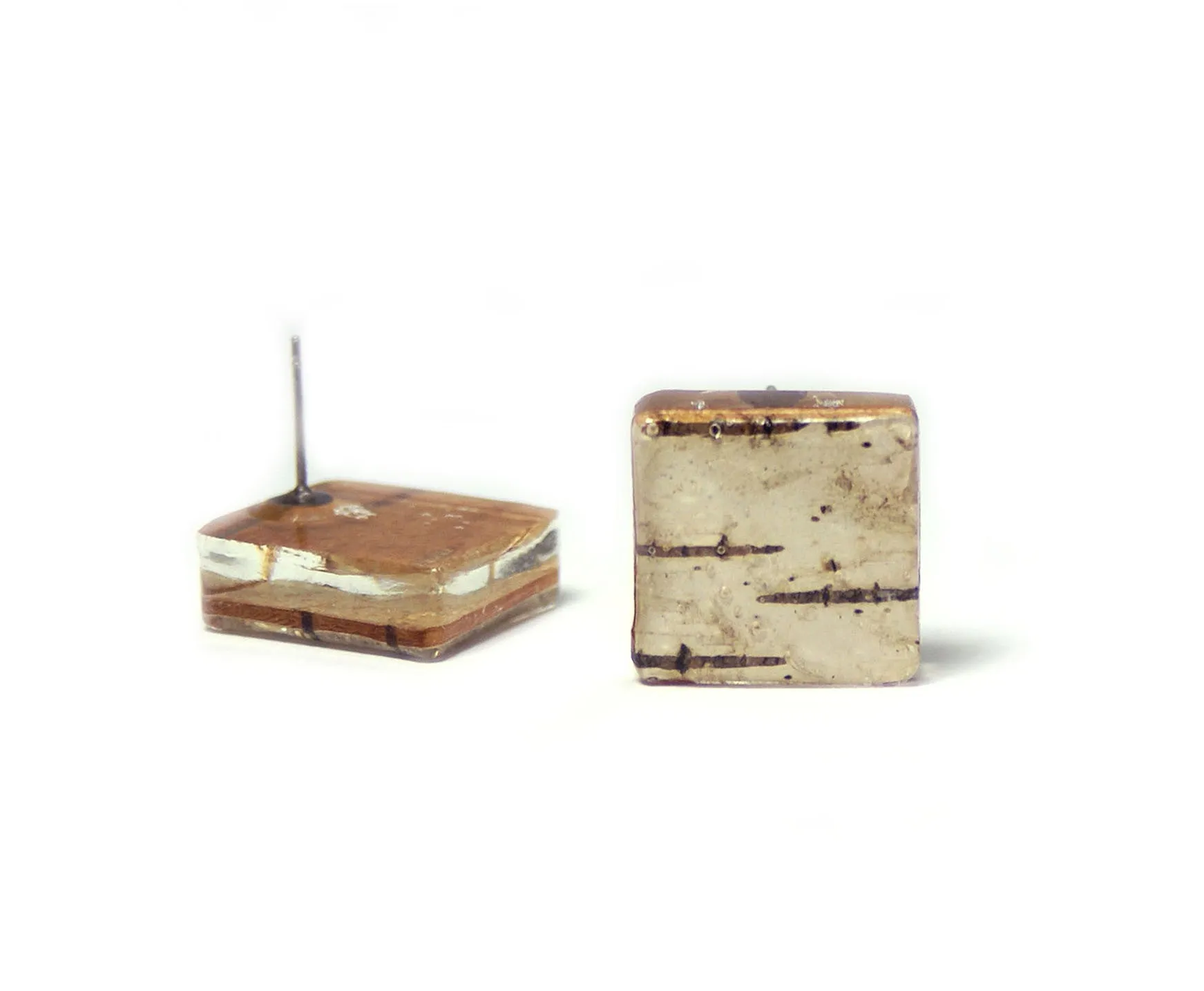 Birch Bark Resin Earrings