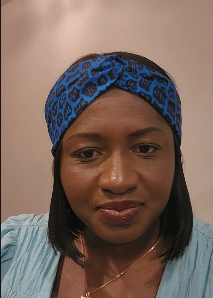Blue and Black Headband.