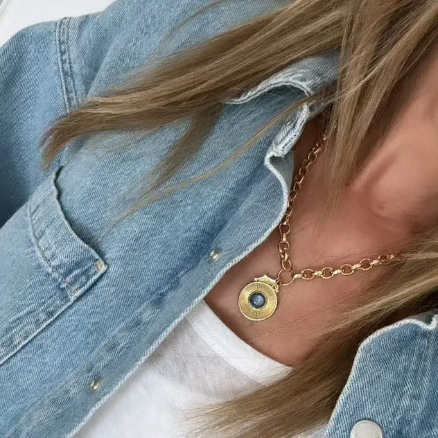 Blue Tiger Eye Sunburst Necklace