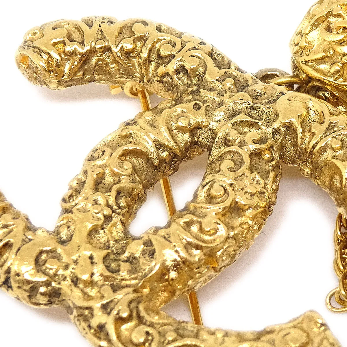 CHANEL 1993 Flower Brooch Pin Gold 94766