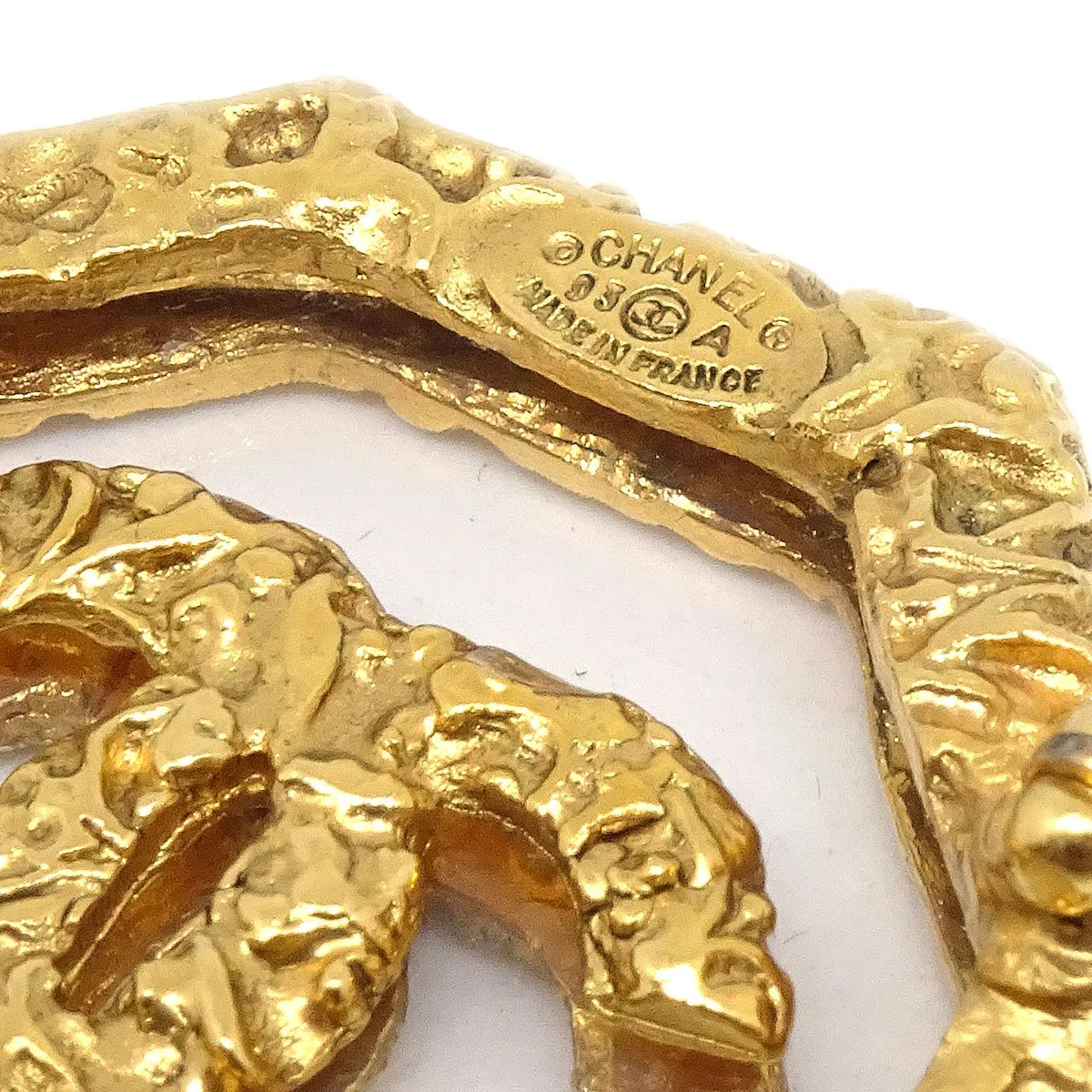 CHANEL 1993 Octagon Brooch Gold Clear 81181