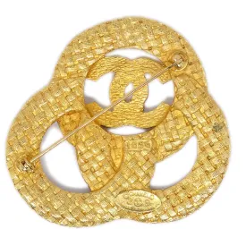 CHANEL 1994 Woven Brooch Pin Gold 52032