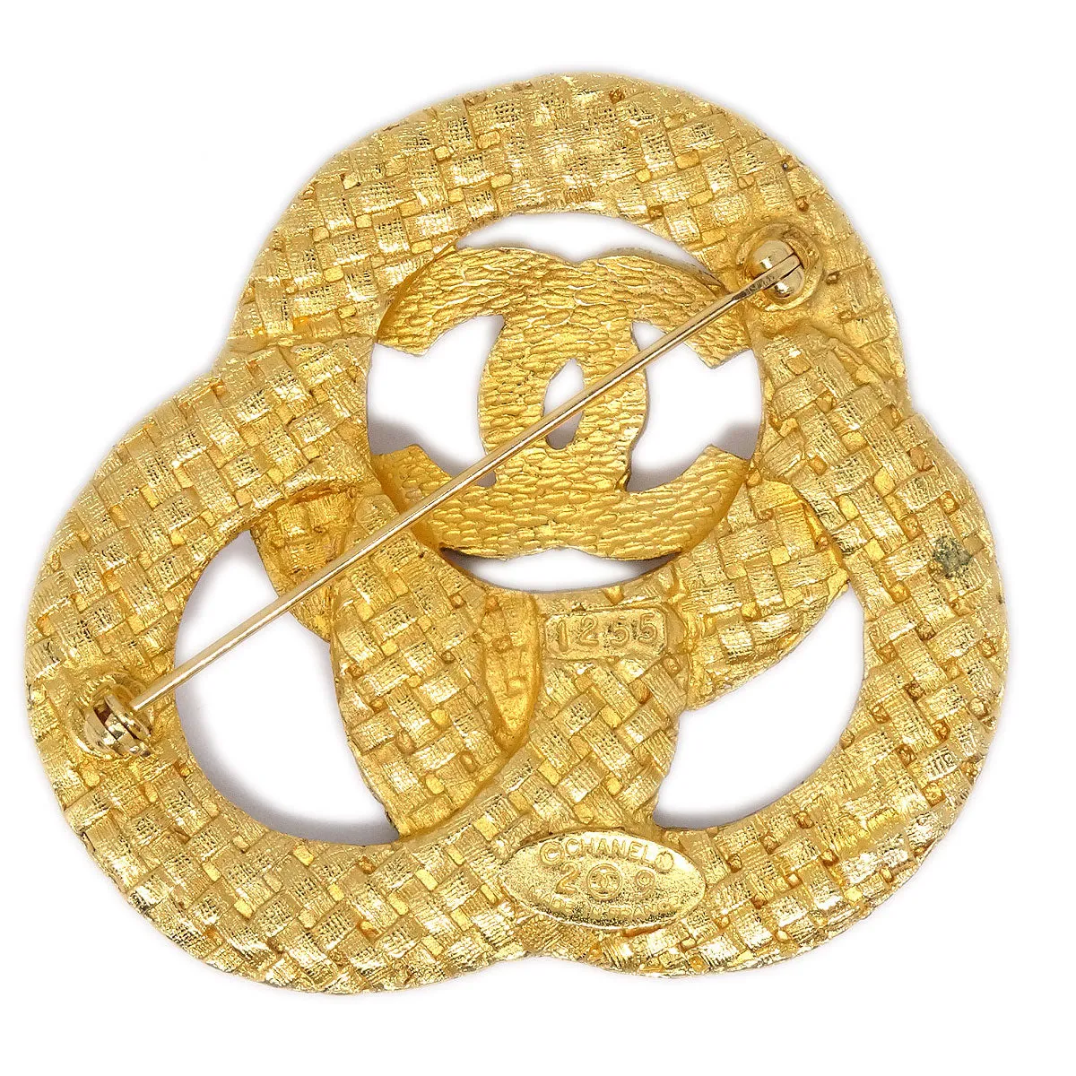 CHANEL 1994 Woven Brooch Pin Gold 52032