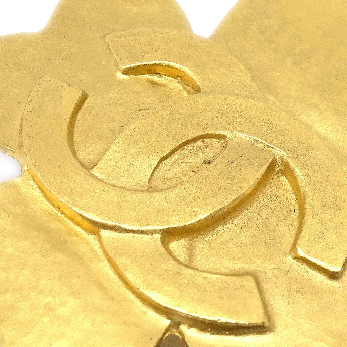 CHANEL 1995 Clover Brooch Pin Gold 85060