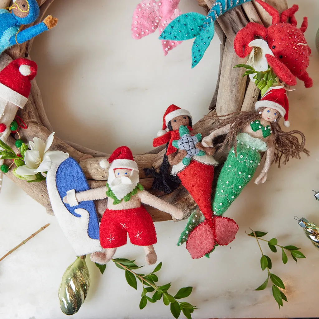 Christmas Mermaid with Turtle Ornament