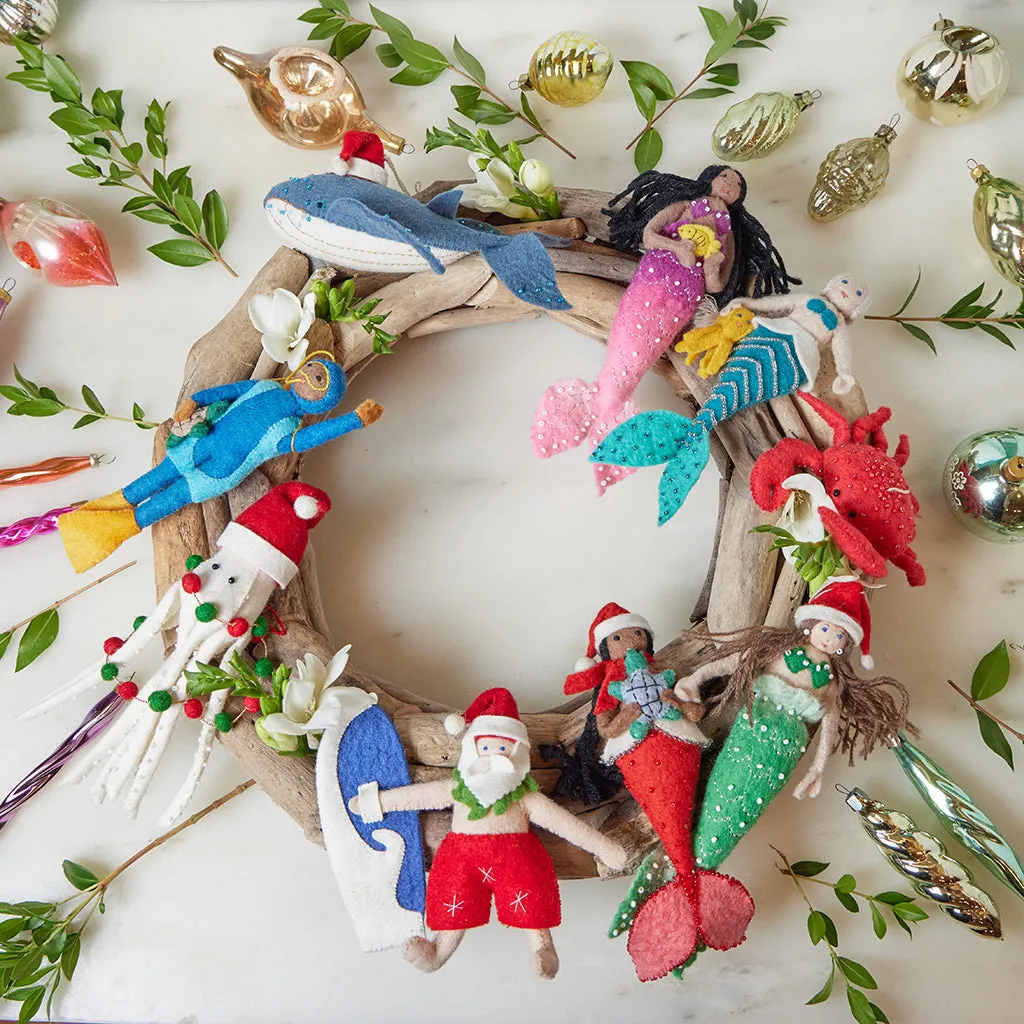 Christmas Mermaid with Turtle Ornament